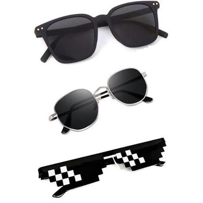 Sheomy Unisex Combo oferta pacote de 3 óculos de sol quadrados retangulares retrô vintage estreitos femininos::Homens , MC-044