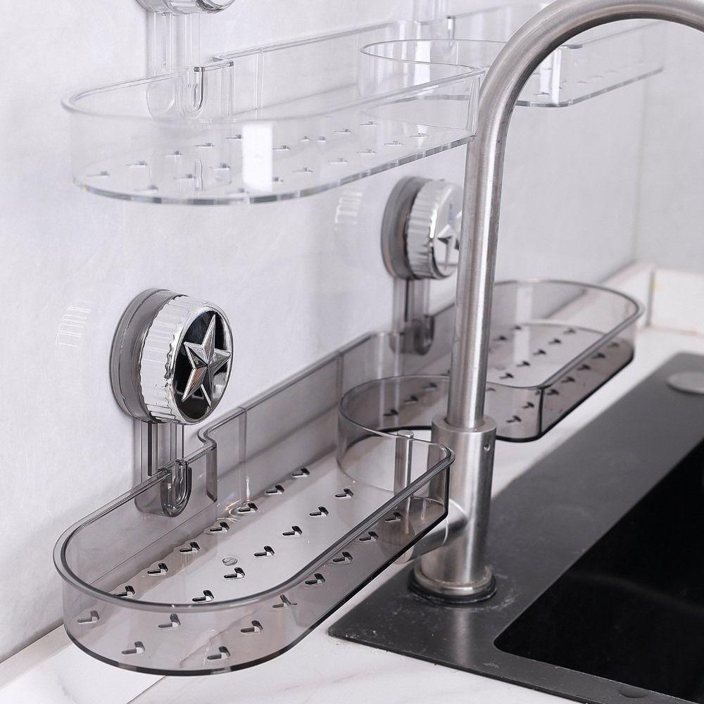 Organizador de Grifo de Fregadero de Cocina Montado en la Pared Estante de Drenaje de Baño Removible Organizador de Baño