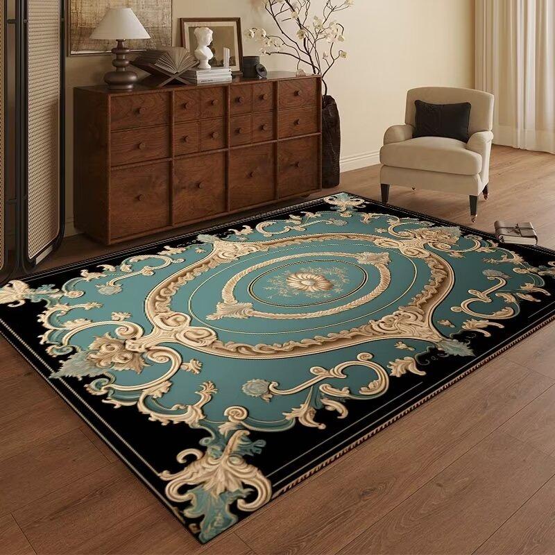 Modern Luxury Carpet Living Room Decor Non-slip Coffee Tables Geometric Foot Mat Large Black Gold Area Decoration Bedroom Rug