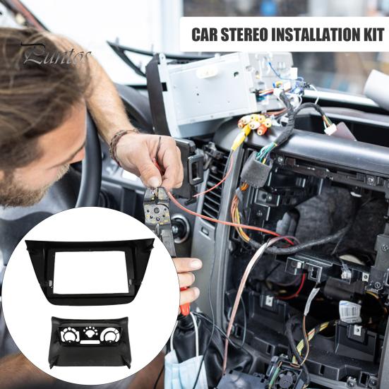 Non Destructive Installation Frame 9 Inch Car Radio Dash Kit for Lancer IX 2006, Navigation Fascia Panel, Center Console Replacement Android Head Unit