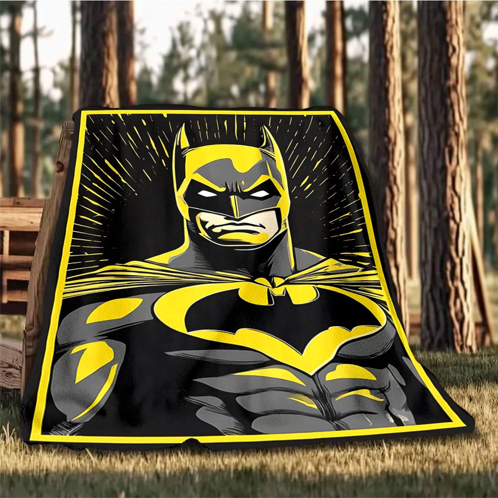 1pc Batman, Superhero Outdoor Flannel Throw Blanket Soft, Lightweight & Warm for Sofa, Office Chair, Camping & Travel Durable Polyester Fabric