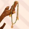 Stainless Steel Double Layer Bracelet Sea Star Shell Conch Pendant Women Jewelry Marine Creatures Bangles 18K Gold Plated