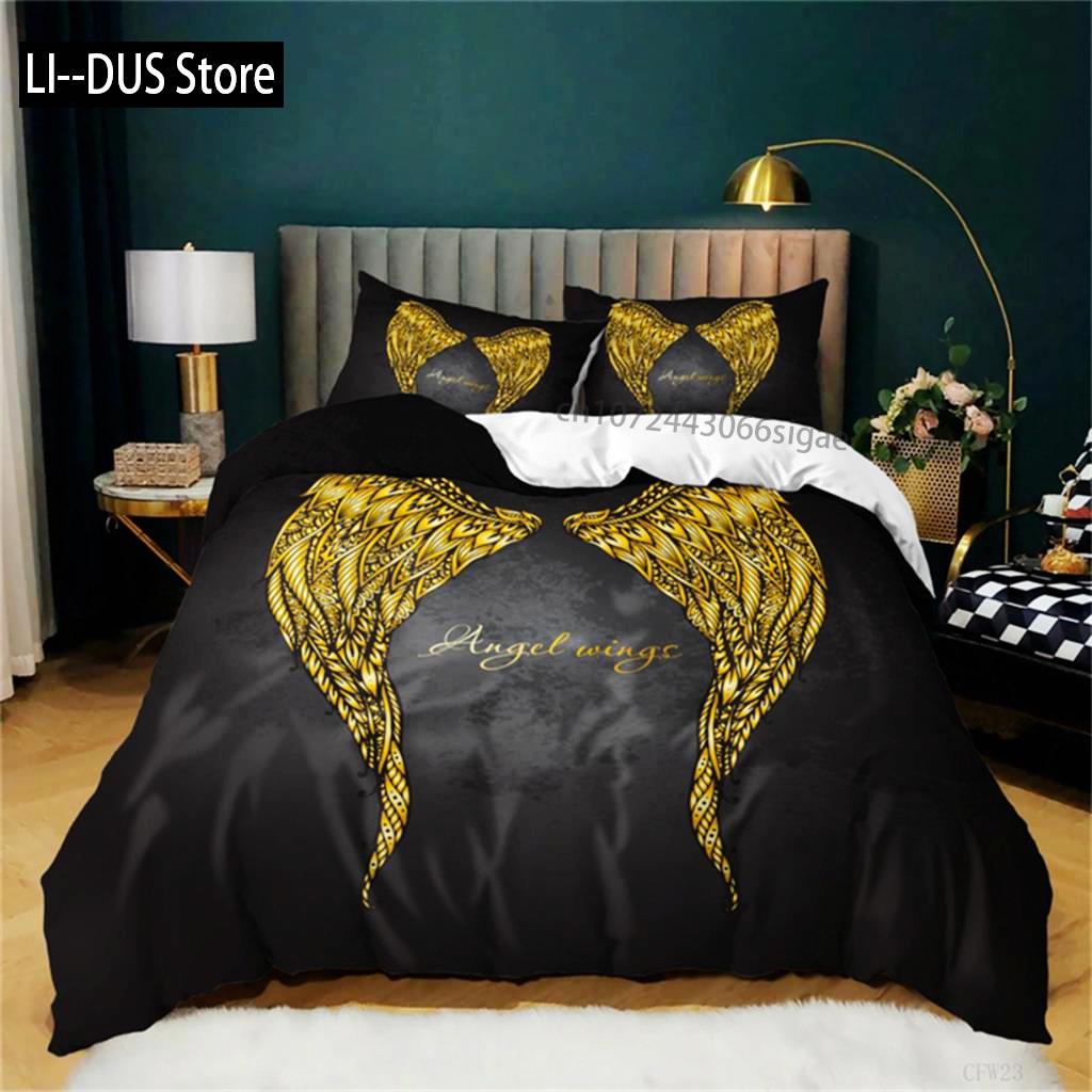 

Comforter Cartoon Angel Angel Wing Bedding Set Microfiber Floral Comforter Full King Size For Girls Bedroom Decoration Comforter (quilt)-EU Single(135*200cm)3pcs