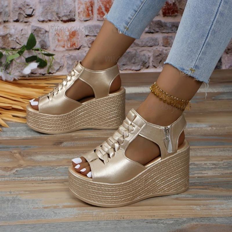 Fashion Women Sandals Summer New Wedges Platform Sandals Women Sexy High Heels Shoes Peep Toe Open To Walking Designer Sandals Women