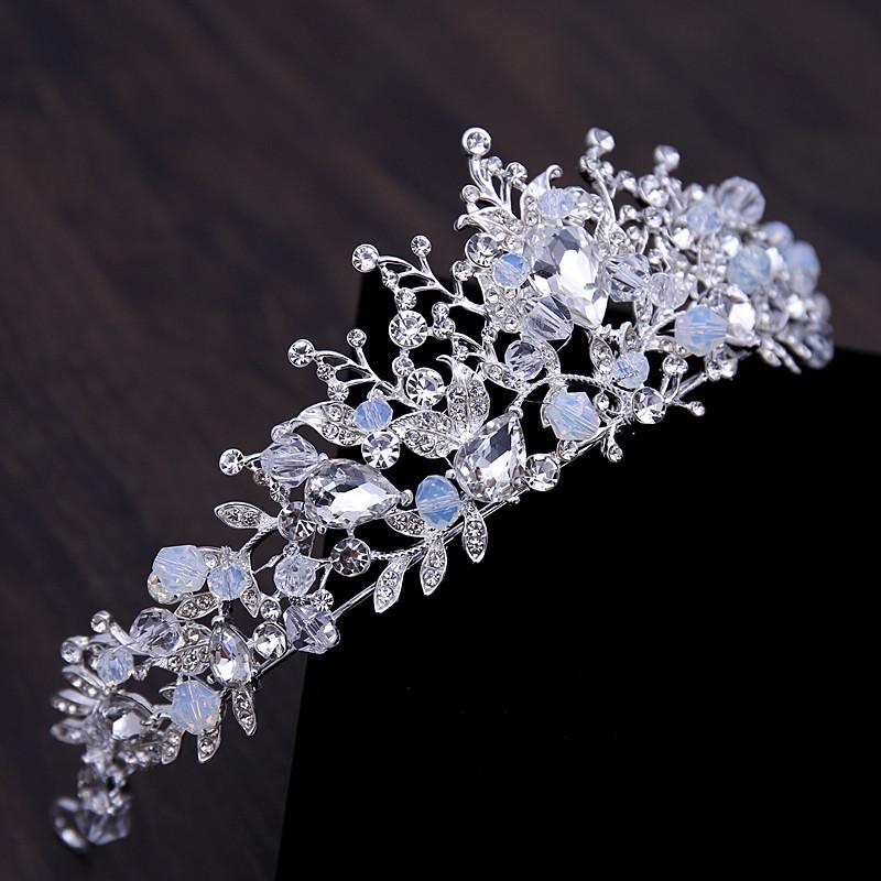Flower Crystal Bridal Jewelry Sets Handmade Tiaras Earrings Necklace Crown Wedding Dress Bride Jewelry Set Prom