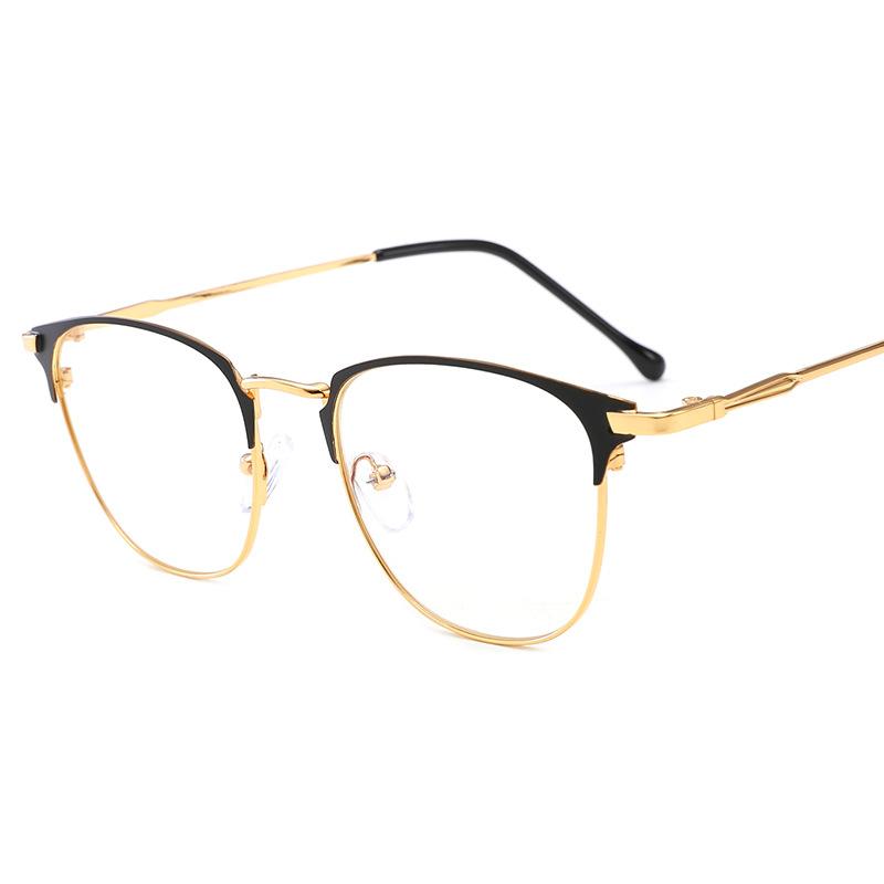 Trend Full Frame Metal Flat Mirror Square Frame Optical Glasses Personalized Retro Round Face with Myopia Glasses