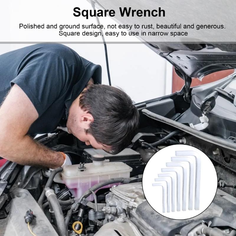 7Pcs L Shape Square Head Key Wrench Screwdriver Set 3-10mm Hard Chromium Vanadium Steel For Tighten Square Screws