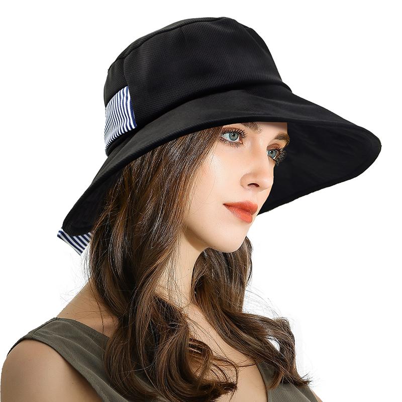 Women's Summer Stylish Bow Bucket Hat - UV Protection Windproof Cord Sun Cap, Breathable Outdoor Sun Hat