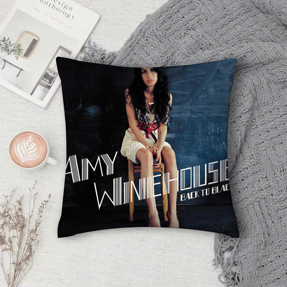 Singer Amy Winehouse Pillow Case Square DoubleSided Printing Sofa Cushion Cover Pillowcase Bedroom Bedside