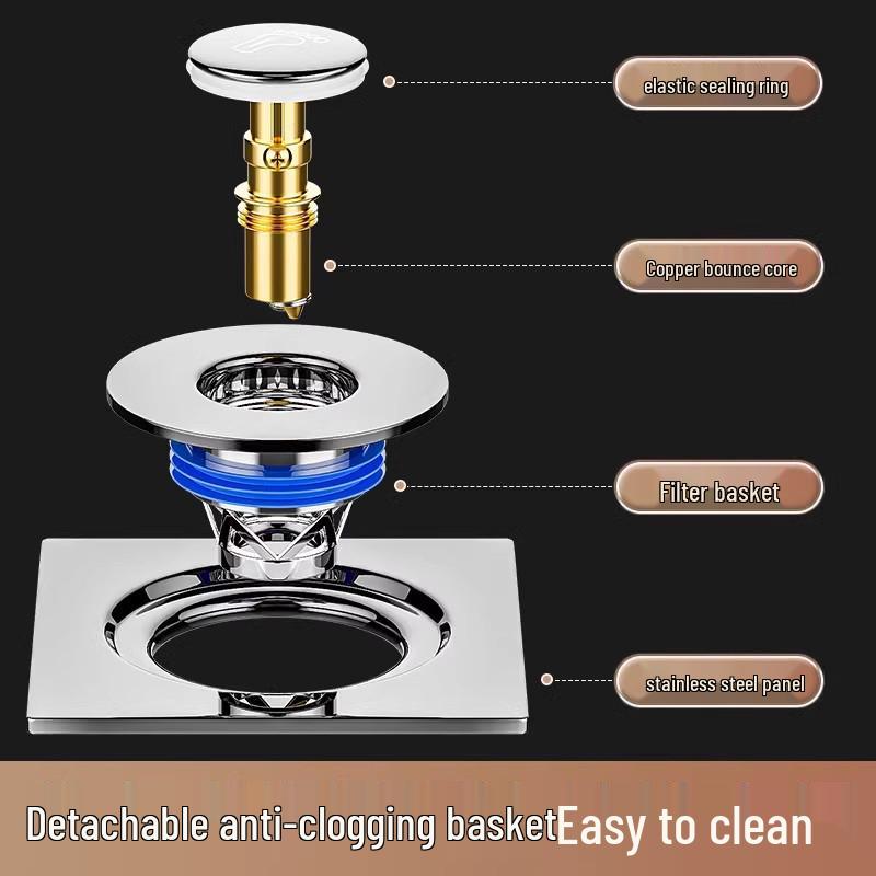 Durable Magnetic Floor Drain with Insect and Odor-Proof Core, Anti-Backflow Sewer Protection for Bathrooms