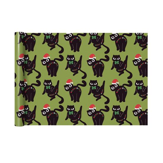 Christmas Cat Wrapping Paper 16.4 Ft Cute Black Cats Gift Wrap Roll Holiday Gift Wrap for Boys Girls Cat Lovers Christmas Party