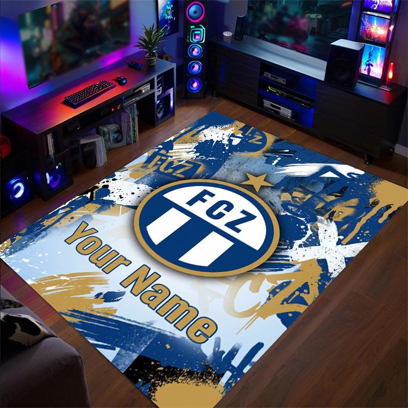Crystal Velvet Rug FC Zürich Print Custom Name Text Floor Mat Home Decor