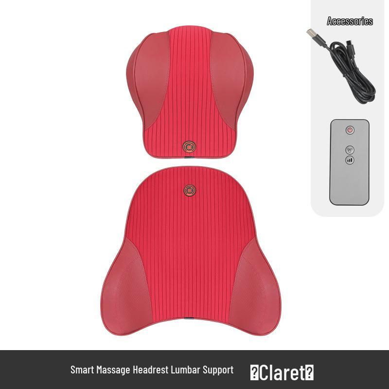 Electric Massage Lumbar Support Pillow - Memory Foam Car Seat Cushion with Remote Control.