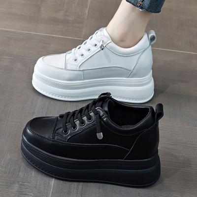 Scarpe Basse da Donna Bianche 2023 Primavera Autunno Nuovo Stile a Suola Spessa Versatili Casual Comode Sportive di Tendenza