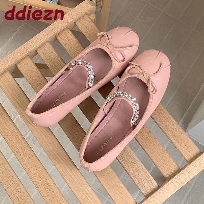Fashion Fashion Rhinestones Women Ballet Flats Lolita Shoes Soft Female Round Toe Footwear Shallow Ladies Flats Mary Janes Shoes