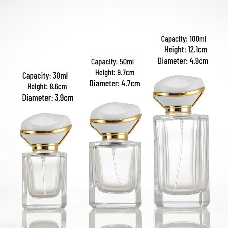 Compact Transparent Glass Perfume Spray Bottle - Travel-Friendly Snap-On Decanter