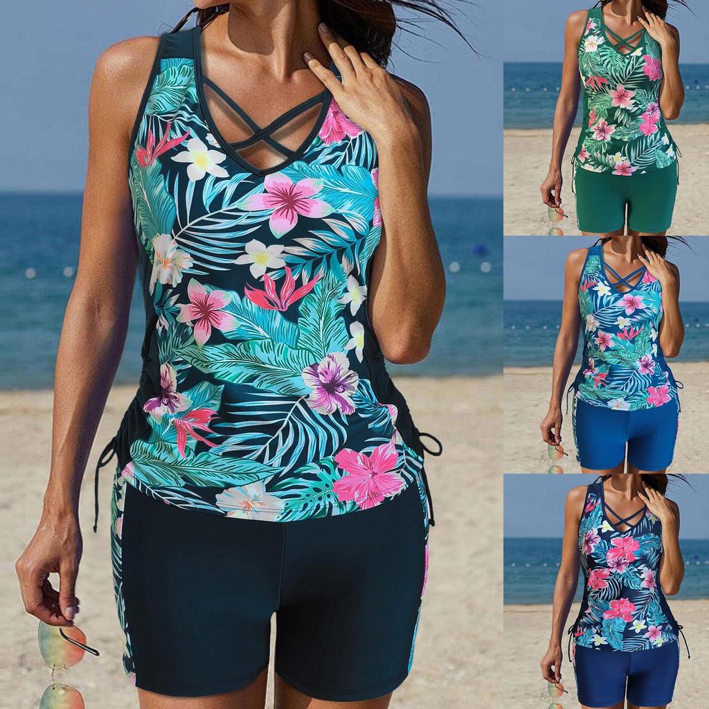 2025 Nové dámské plavky Tankini 2dílné Tankini Košilky Sada bikin Plavky s potiskem Pro ženy Tílka Plavky