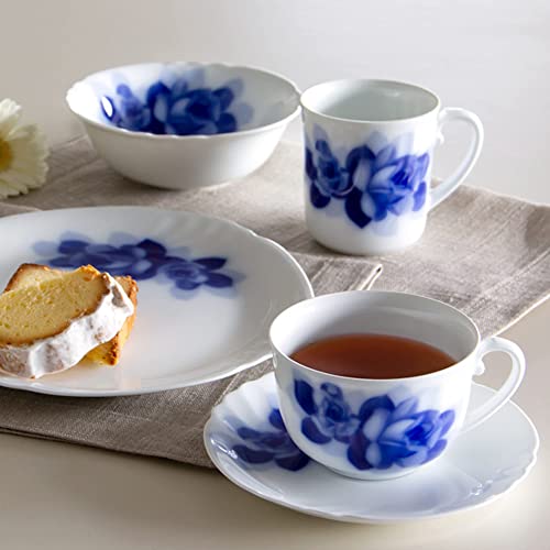 Okura Art Pottery Blue Rose Janet Mug, 310cc, Coffee/Tea Capacity, Microwave and Dishwasher Safe, Made in Japan, 126C/8110