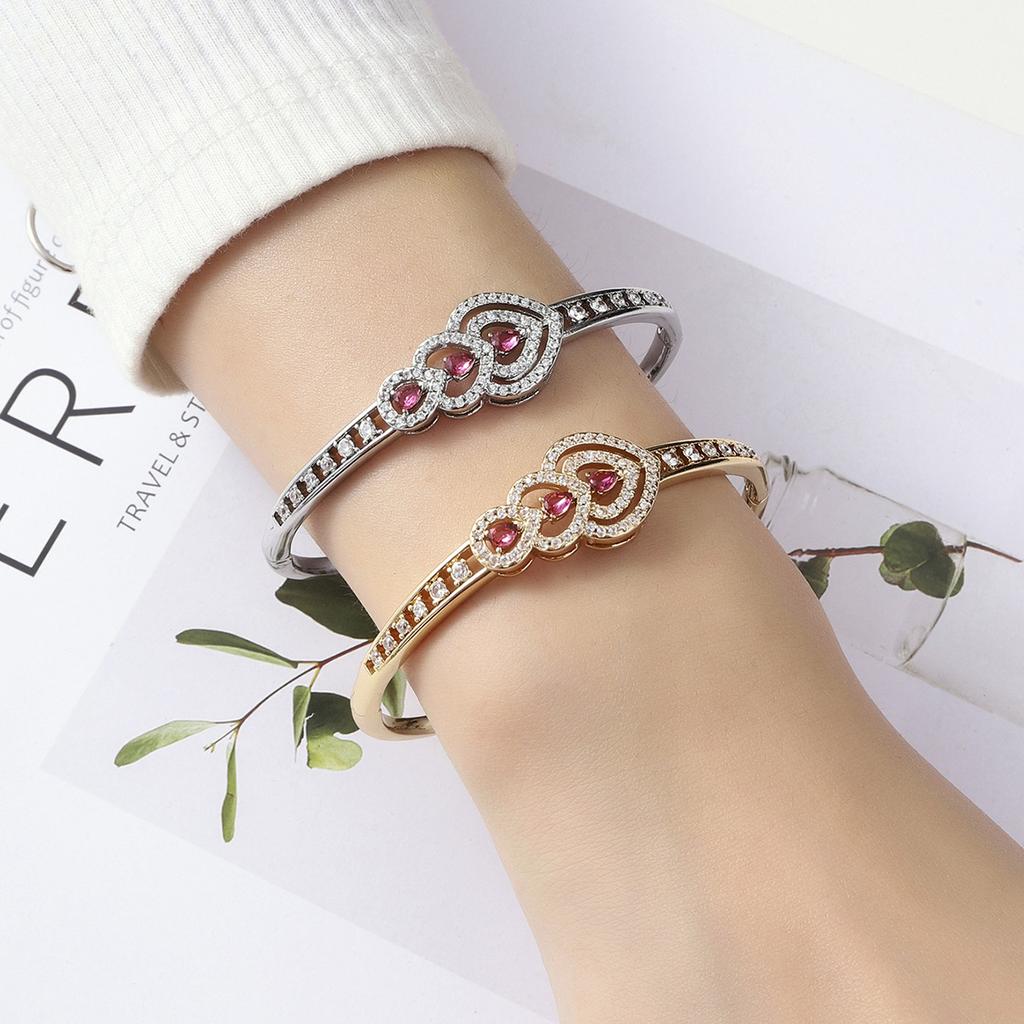 Smart Beating Heart Zircon Bracelet Fashionable Simple Red Diamond Water Drop Bracelet Women's Light Luxury Bracelet