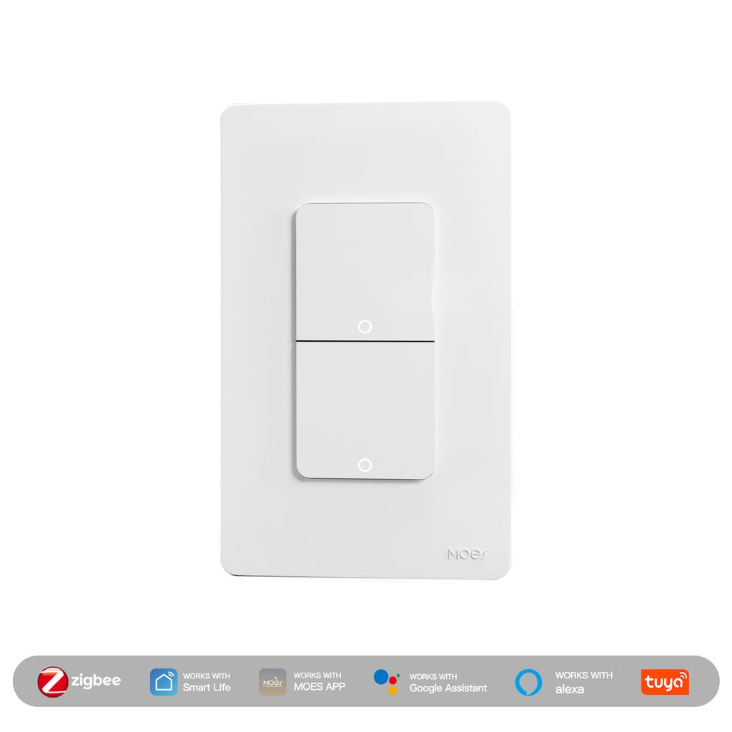 MOES Tuya ZigBee Smart Light Switch US Push Button Wall Switch Work With Alexa Google Home Neutral Wire/No Neutral Wire Required