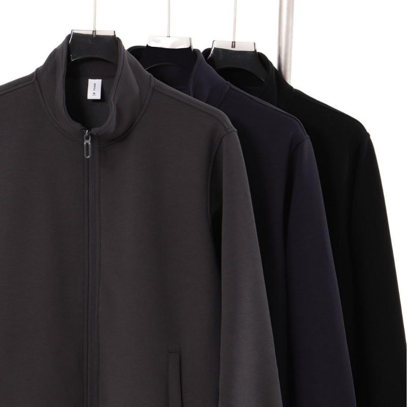 Unisex Zip-Up Stand Collar Cardigan Sweatshirt 400G Heavyweight Loose Casual Top