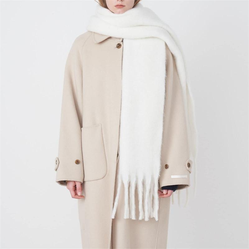 Chic Women Scarf Autumn Winter Mohair Versatile Luxury Green European Shawl Female Soft Warm Thermal Muffler Ladies