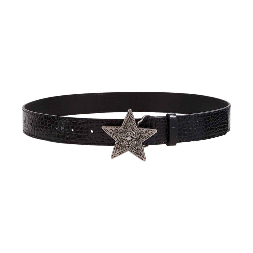 Engraved Waist Belt Punk Chain for Cowboy Cowgirl Carved Star Buckle Retro Star Buckle Waist Chain Sexy Belt