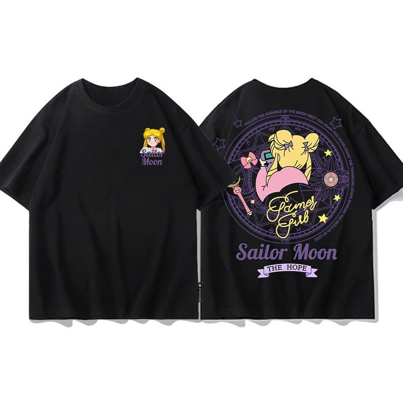 Pretty Guardian Sailor Moon Magic Square Joint Design T shirt  Perfect for Parents and Children Short Sleeve Cotton Shirt