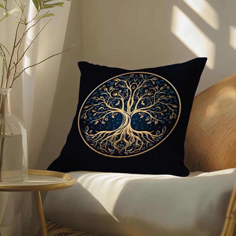Tree Of Life Plant Floral Cushion Cover Soft Short Plush Pillow Cover Smooth Cozy Texture Aesthetic Cushion Case Home Decor