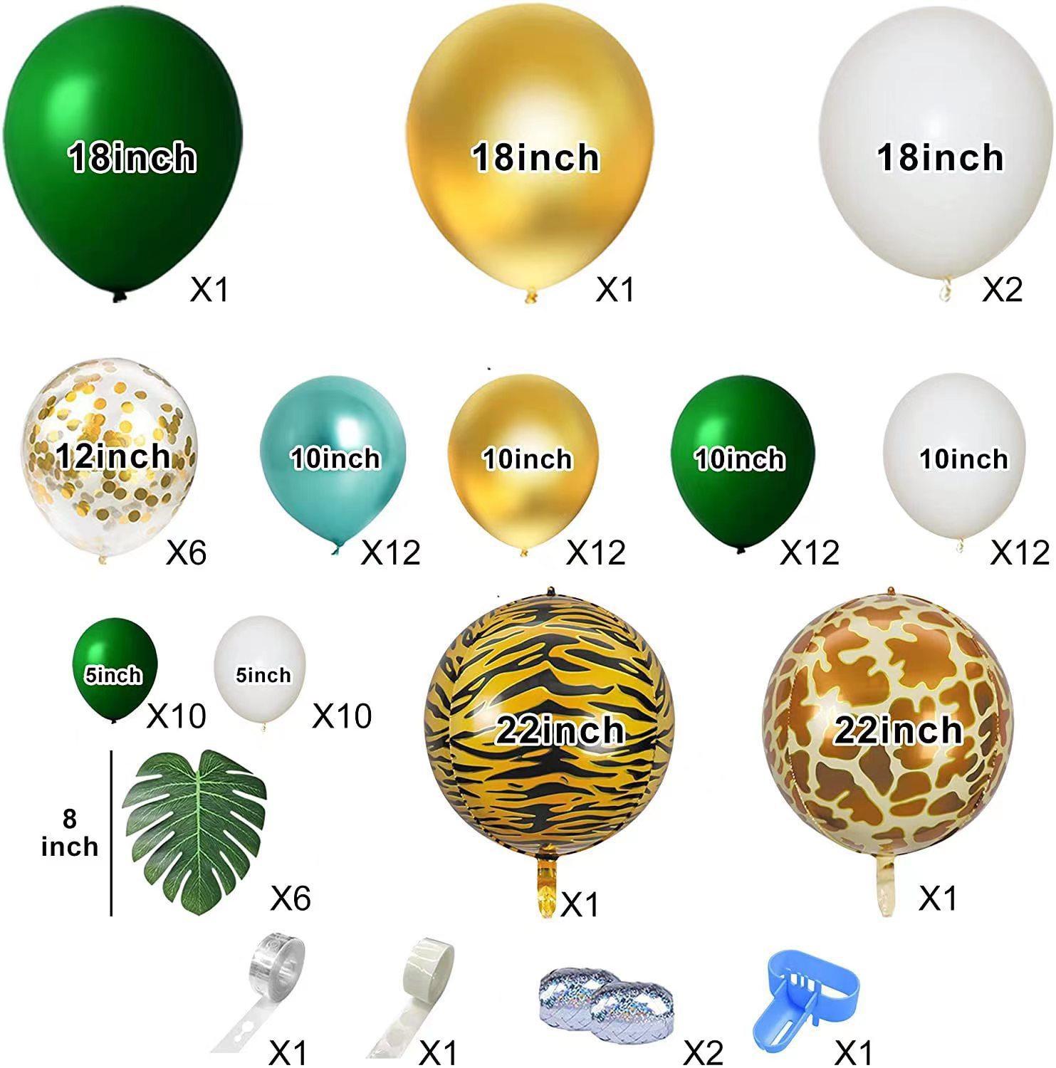 

Зеленые джунгли Тематическое украшение для дня рождения Арочная гирлянда из воздушных шаров Темно-зеленая цепочка из воздушных шаров с лесными животными Set as shown