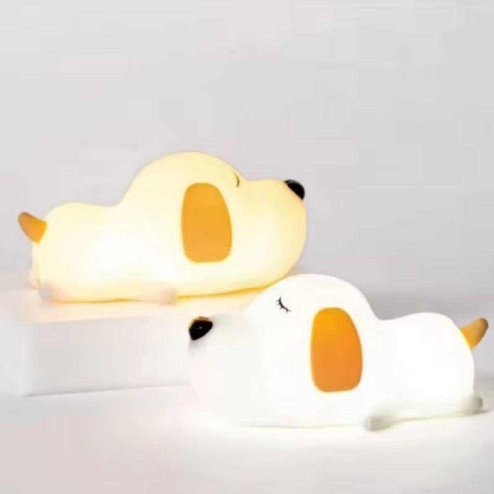 USB Rechargeable Papa Puppy Night Lamp Silicone Animal Lamp Puppy Night Light  Bedroom Decor