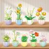 Non-Toxic Rose Flower Building Block Brick Eternal Bouquet Prickly Pear Model Plant Decoration Educational Toy For Kids Birthday Gift