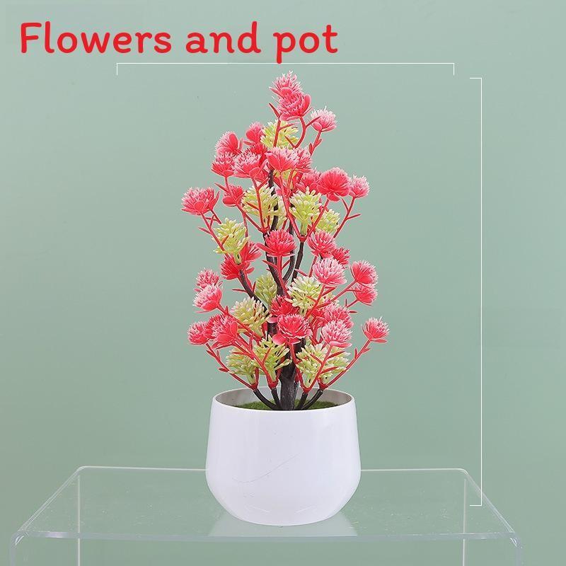 Camellia Multicolor Simulation Japomica Artificial Flower Green Plant Bonsai