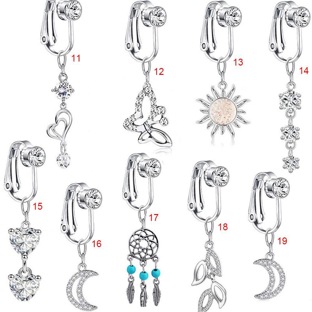 Zircon Cartilage Clip Navel Rings Earring Clip Navel Clip on Body Jewelry Belly Button Rings Fake Belly Rings