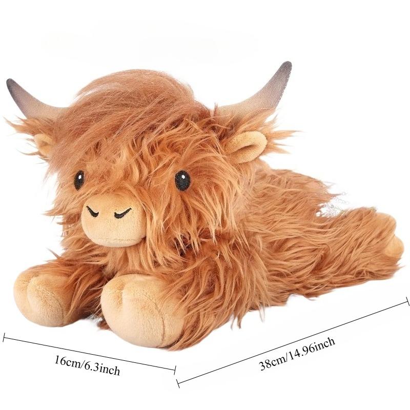 Kawaii Lying Highland Cow Plush Toy Soft Stuffed Animals Doll Highland Cow Puppet Cute Plushie Kawaii Kids Xmas Gifts Home Decor