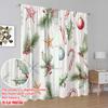 2pcs,2D Plane Printing Minimalist Curtains Christmas Ornaments Pinecones Holly Snowflakes Polyester Fabric (without Rod)