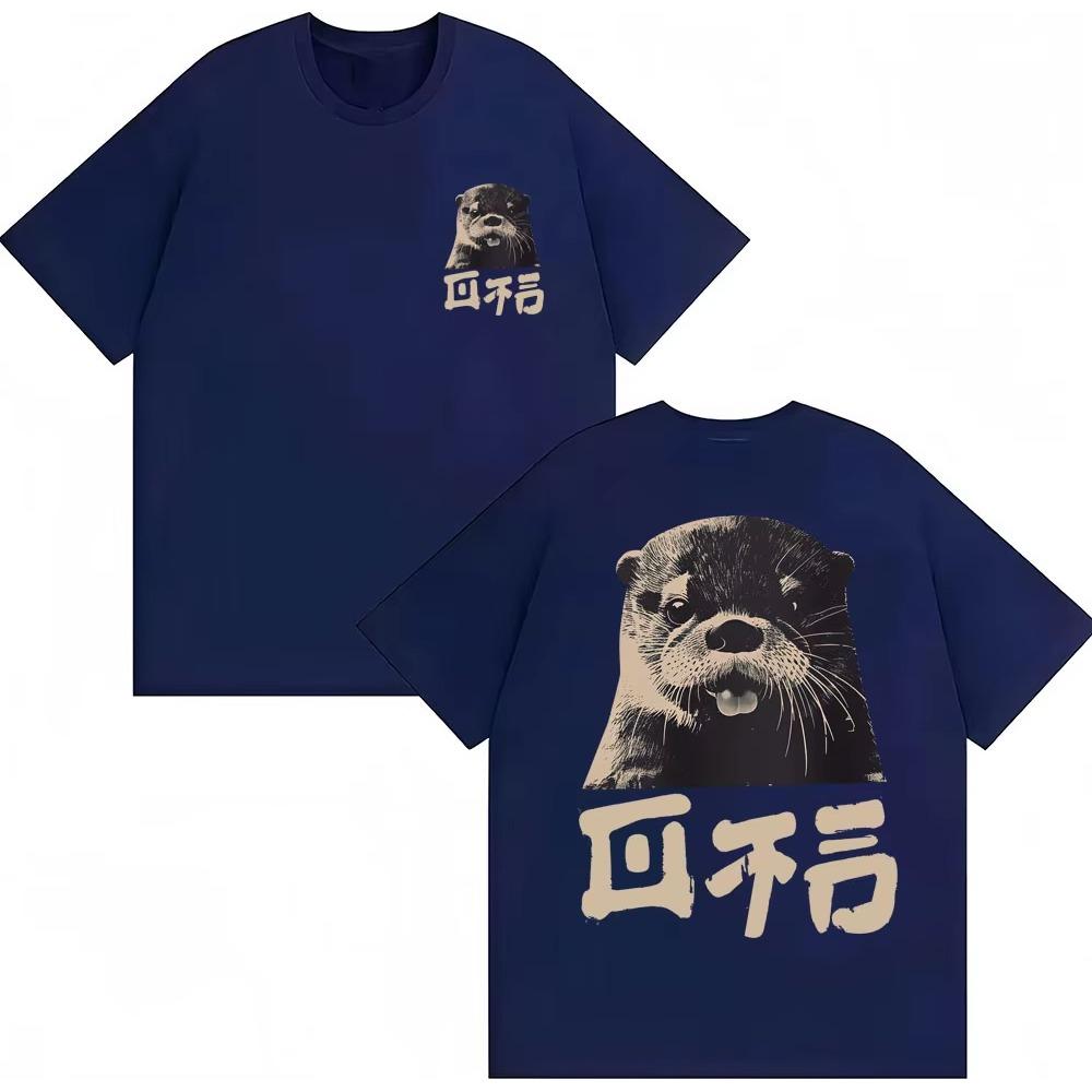Japanese Style Funny Cute Otter Meme Graphic T Shirts Men Women Fashion Vintage Cute T Shirts Loose ONeck Cotton Casual Tshirt
