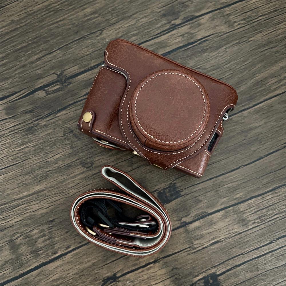 Luxury PU Leather Camera Case For Fujifilm X100V X100F Fuji x100v x100f Battery Opening Full Body Bag Cover With Strap