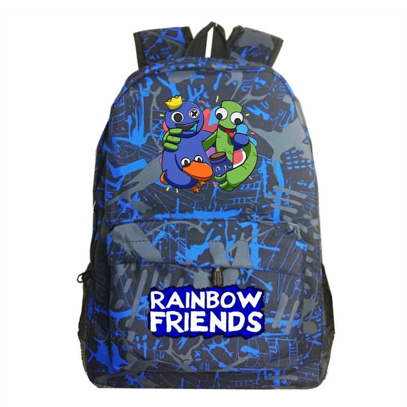 Rainbow Friends Cartoon School Backpack Kids Boys Girls Lightweight Oxford Fabric Bookbag With Ergonomic Shoulder Straps