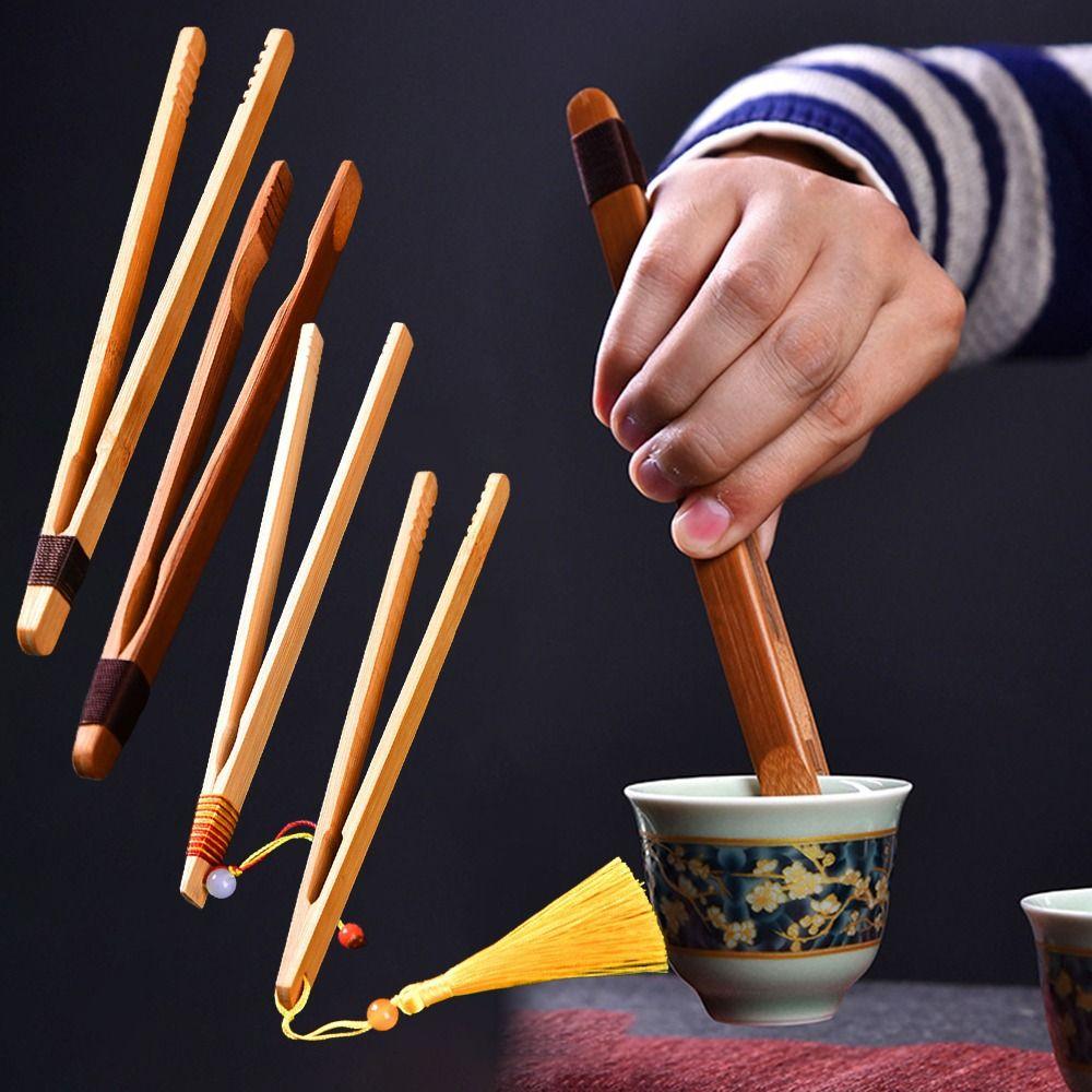 Safe Food Toast Salad Tongs Bamboo Wood Salad Clip New Teaware Accessories  for Bacon Sugar