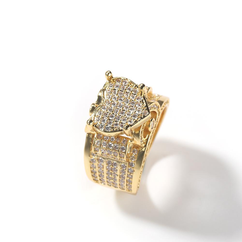 

Европейское романтическое латунное обручальное кольцо Micro Pave Zircon Hip Hop Heart Design Модное кольцо для свадьбы