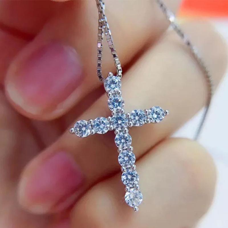 

D цвет 3,0 мм крест 100% муассанит подвески для женщин стерлингового серебра 925 пробы роскошное ожерелье для помолвки свадебные подарки