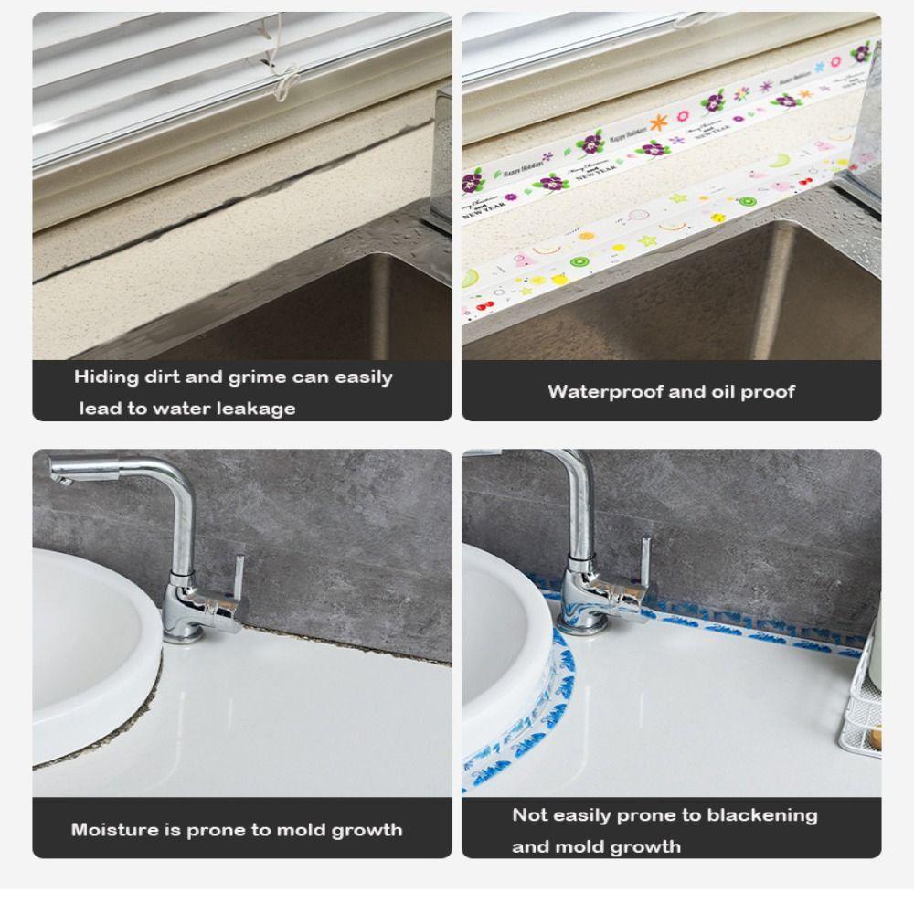 Self Adhesive Kitchen Sink Waterproof Sticker Anti-mildew Waterproof Sink Bath Sealing Strip Mould Proof Thickened