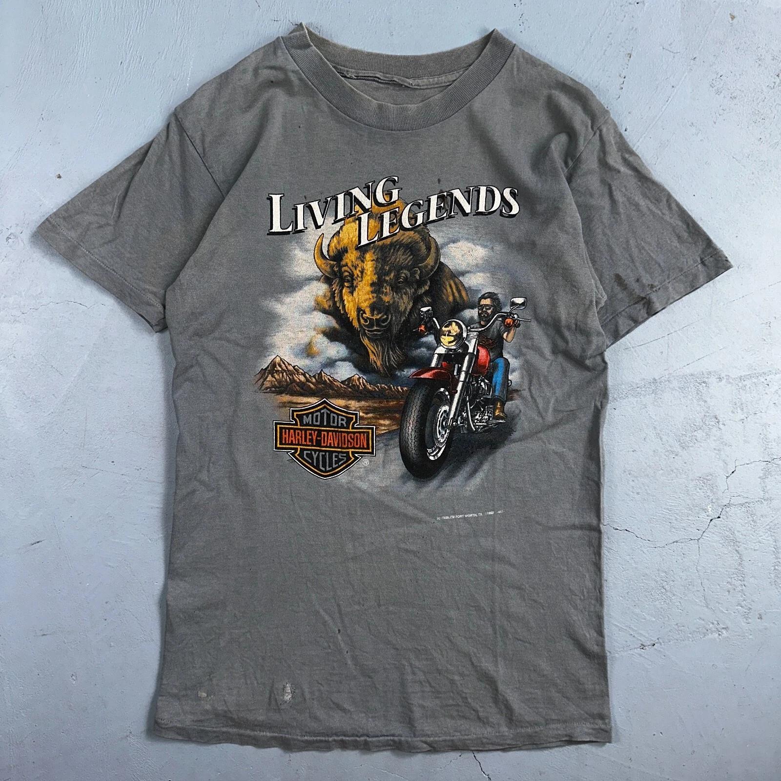 

Vintage Harley Davidson 3D Emblem Living Legends Single Stitch Shirt Bison 1992 S