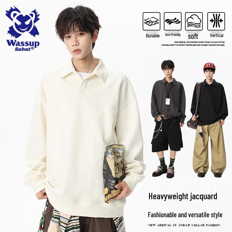 

Wassup Sohot Мужской свитшот поло с узором пшеничного колоса 3XL