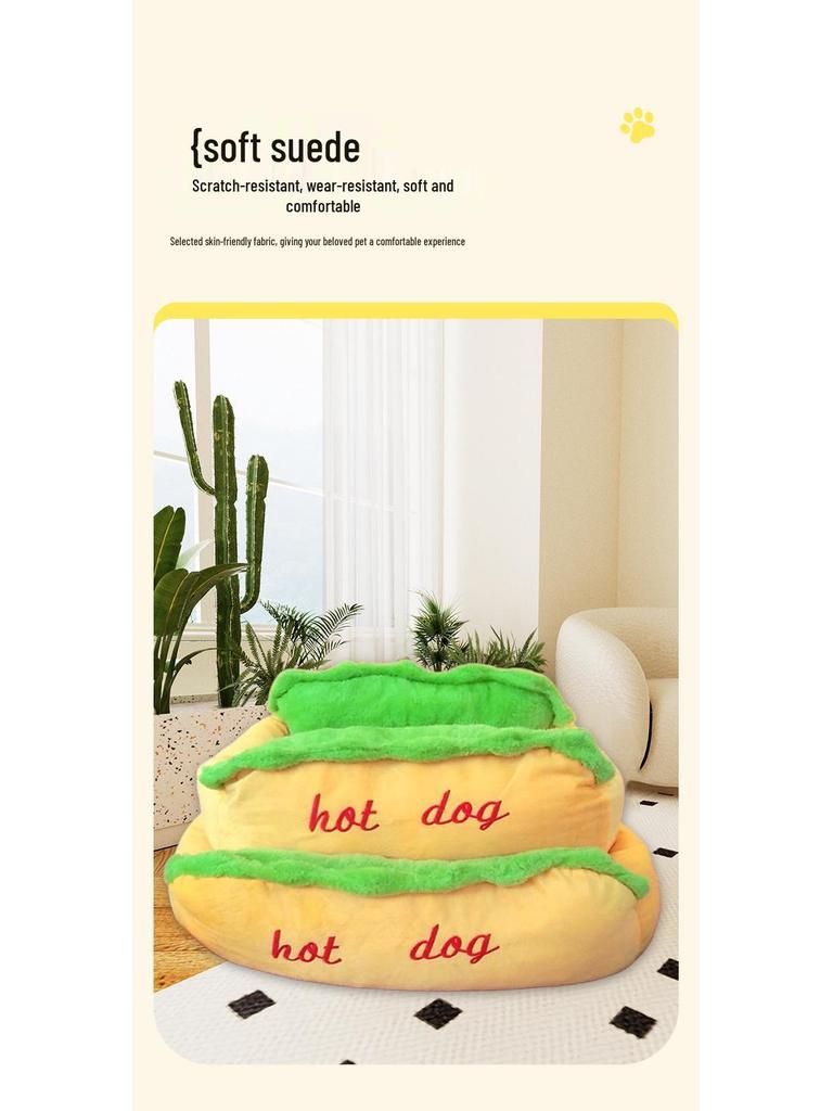 Hot Dog Shaped Pet Bed: Super Soft, Warm, and Universal for Cats and Small Dogs