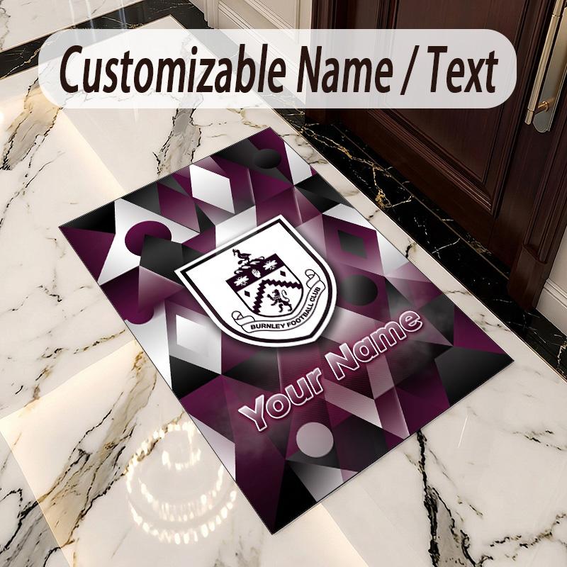 Crystal Velvet Rug Burnley Football Print Custom Name Text Floor Mat Home Decor