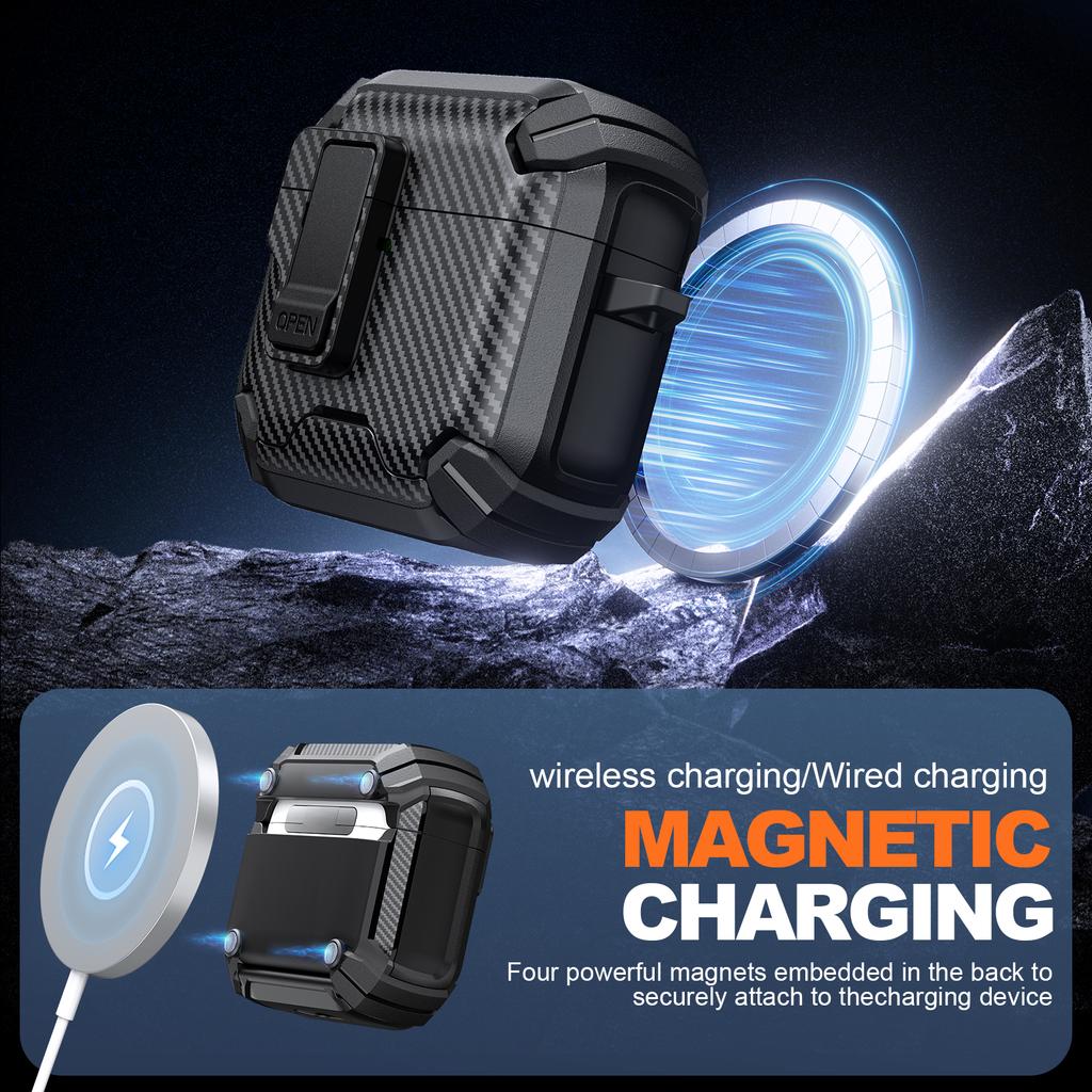 Phone Stand Case For AirPods 4 Generation Case Magnetic Automatic Lock with Cleaning Kit Shockproof Protective Case for AiPods 4