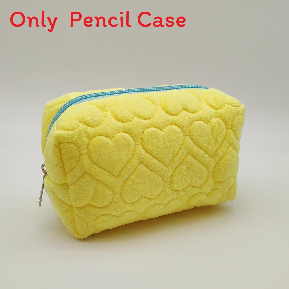Heart Shape Plush Makeup Bag With Large Capacity For Students And Travel Storage