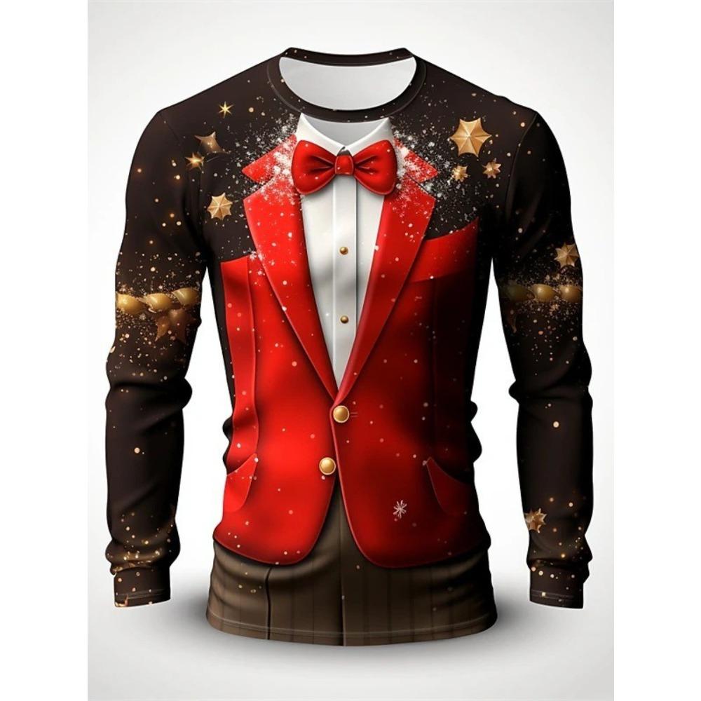 

Рождественская футболка Мужская С принтом Удобная С длинным рукавом Удобные Универсальные футболки Модная L